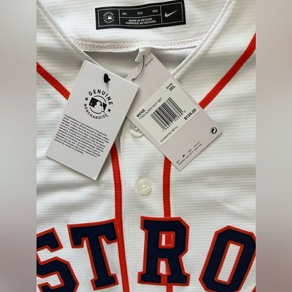 Nike Authentic Men Houston Astros Jose Altuve White Home Baseball Jersey $135 - Picture 5 of 9